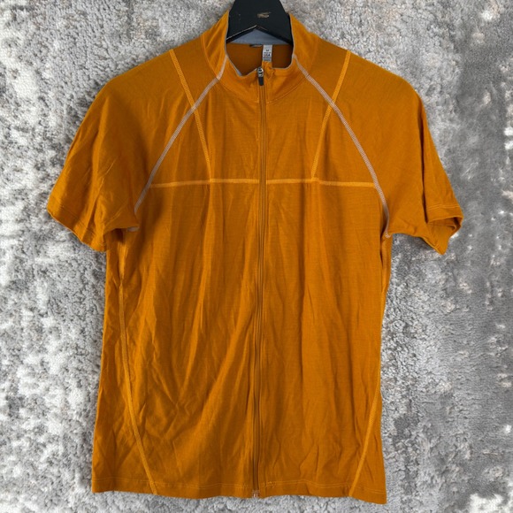 ibex Tops - iBex Size M Full Zip Merino Wool Cycling Jersey Orange Short Sleeve Women